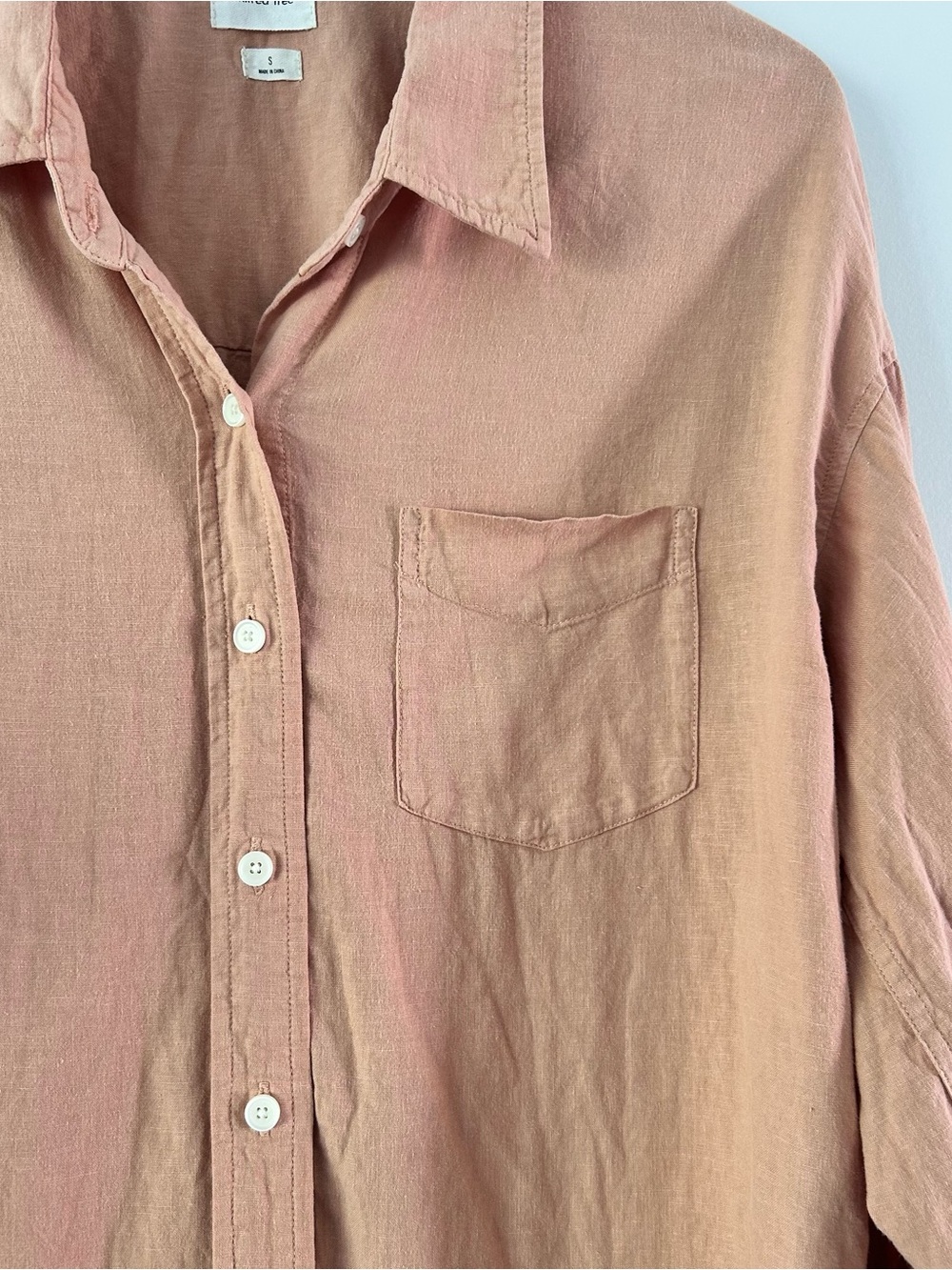 Wilfred free|Salmon Men's Oversized Button-Down Linen Shirt sz small - Picture 4 of 8